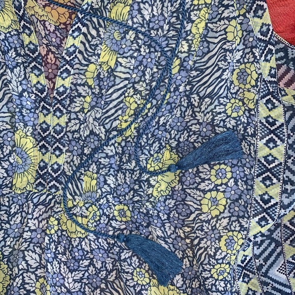 Joie Shara Print Silk Tank Blue Yellow White Small - Picture 7 of 15